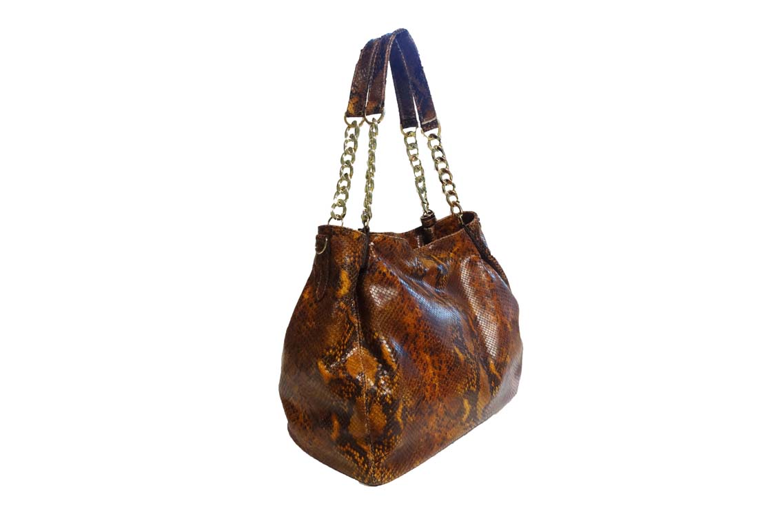 Borsa Sara Stampa Pitone Cuoio Aspell accessori moda