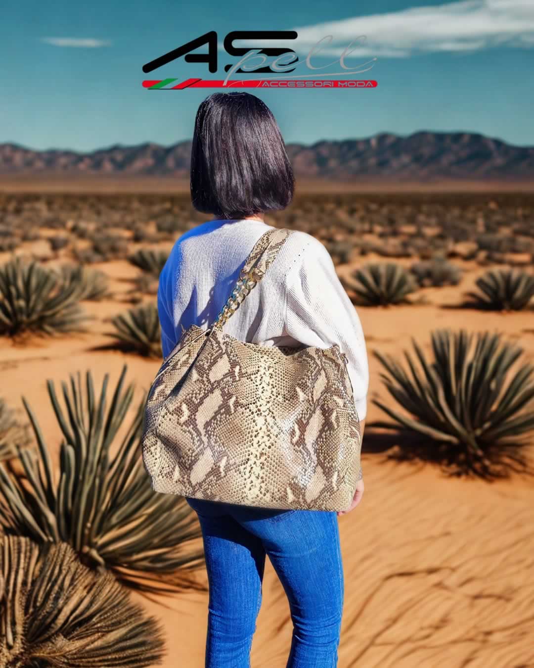 Borsa Sara stampa pitone cuoio