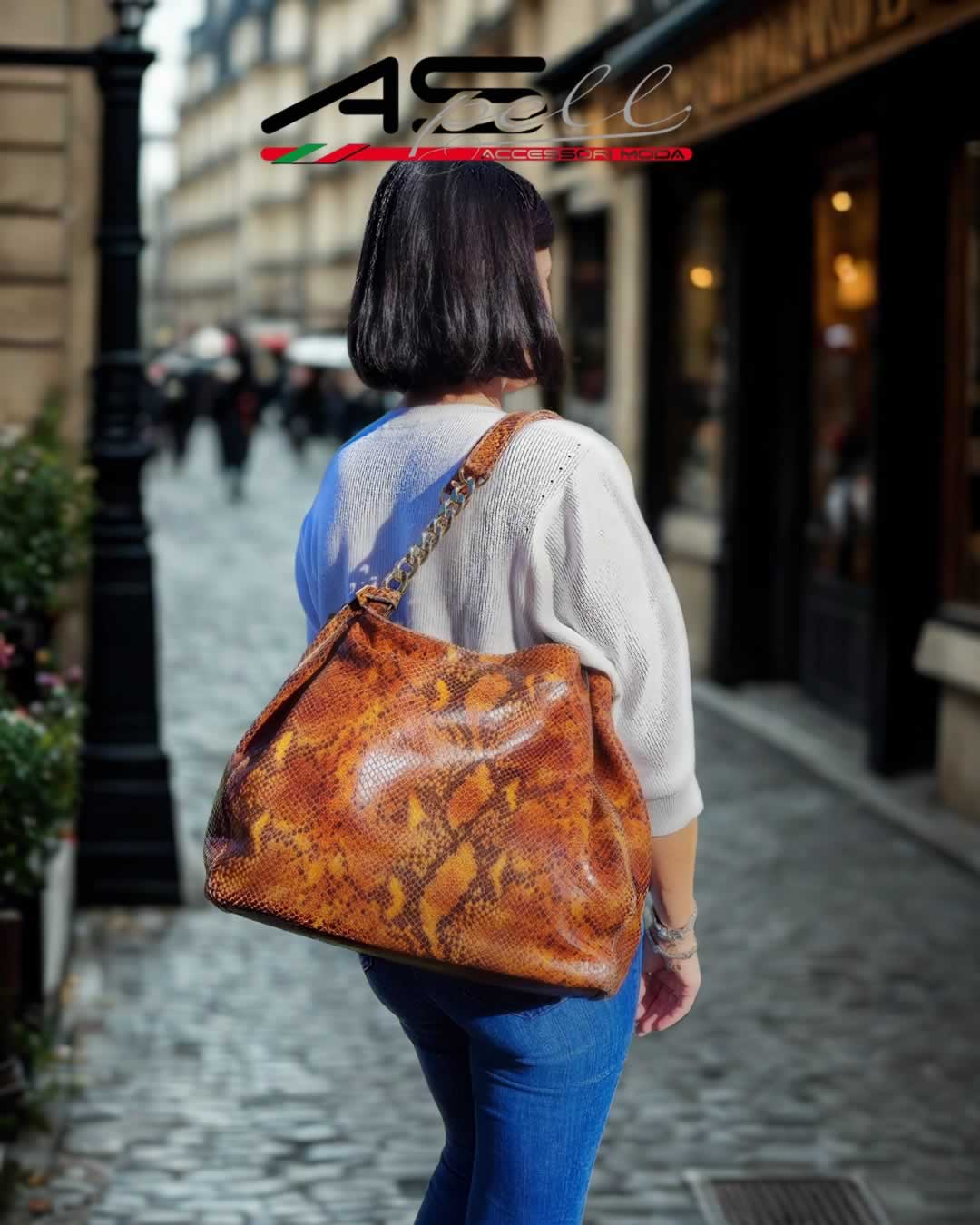 Borsa Sara stampa pitone cuoio