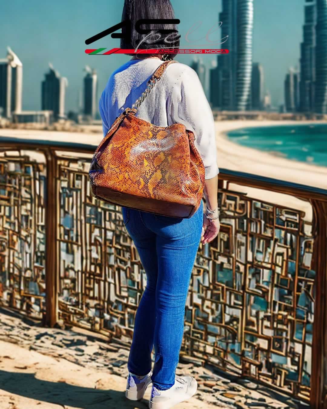 Borsa Sara stampa pitone cuoio